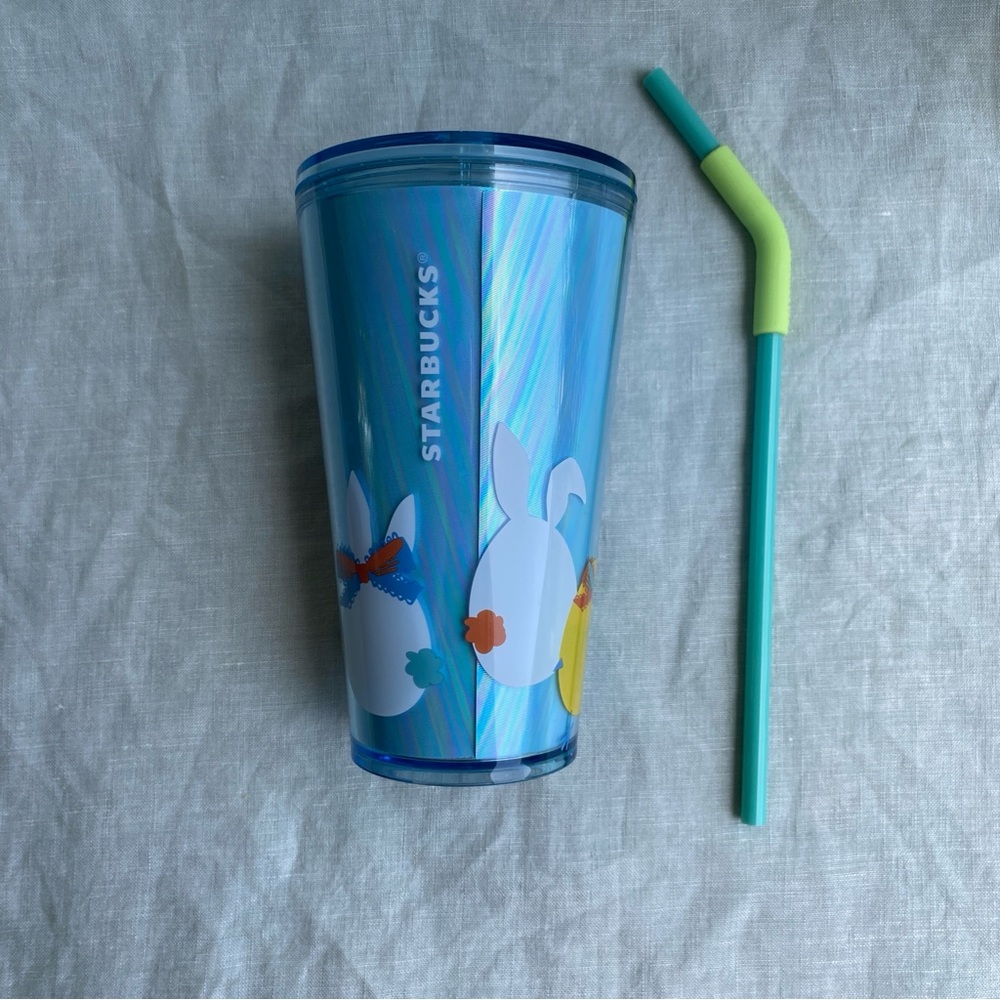 NWT Starbucks blue Easter rabbit bunny eggs 16 oz. tumbler